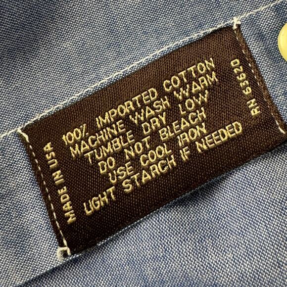 Cole Haan Cotton Long Sleeve Blue Chambray Button Down Shirt Size L - Picture 6 of 9